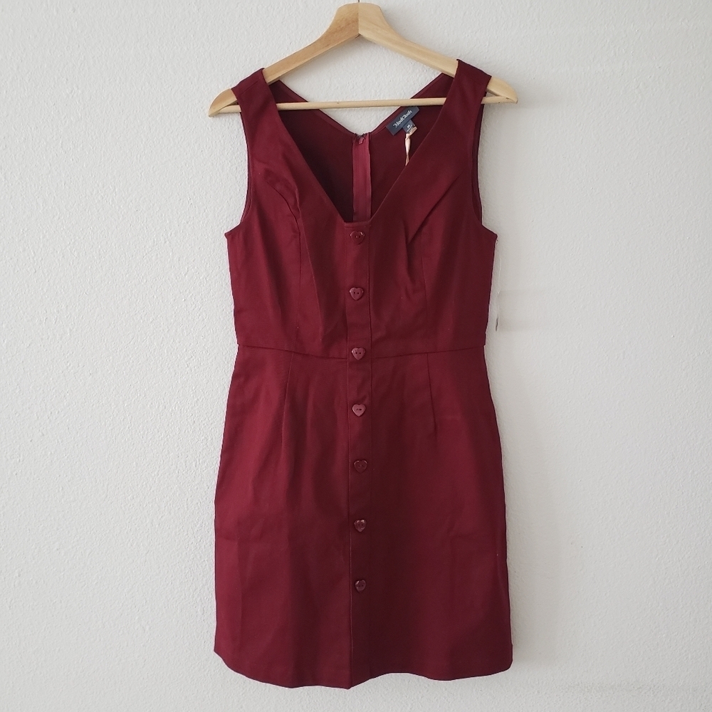 NWT ModCloth 90s cotton heart button up midi dress